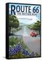 Route 66 - Highway and Wildflowers-Lantern Press-Framed Stretched Canvas