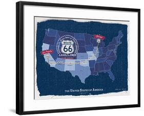 Route 66 Map-Tom Frazier-Framed Giclee Print