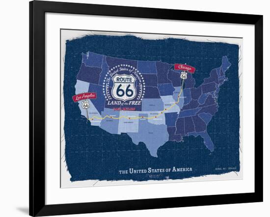 Route 66 Map-Tom Frazier-Framed Giclee Print