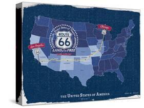Route 66 Map-Tom Frazier-Stretched Canvas