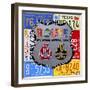 Route 66 Road Sign-Design Turnpike-Framed Giclee Print