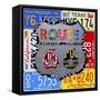 Route 66 Road Sign-Design Turnpike-Framed Stretched Canvas