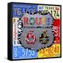 Route 66 Road Sign-Design Turnpike-Framed Stretched Canvas