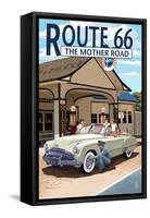 Route 66 - Service Station-Lantern Press-Framed Stretched Canvas