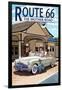 Route 66 - Service Station-Lantern Press-Framed Art Print