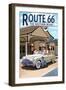 Route 66 - Service Station-Lantern Press-Framed Art Print