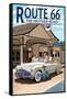 Route 66 - Service Station-Lantern Press-Framed Stretched Canvas