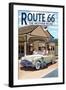 Route 66 - Service Station-Lantern Press-Framed Art Print