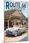 Route 66 - Service Station-Lantern Press-Mounted Art Print