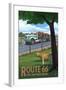 Route 66 - Truck with Tractors-Lantern Press-Framed Art Print