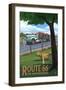 Route 66 - Truck with Tractors-Lantern Press-Framed Art Print