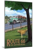 Route 66 - Truck with Tractors-Lantern Press-Mounted Art Print