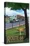 Route 66 - Truck with Tractors-Lantern Press-Stretched Canvas