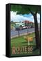 Route 66 - Truck with Tractors-Lantern Press-Framed Stretched Canvas