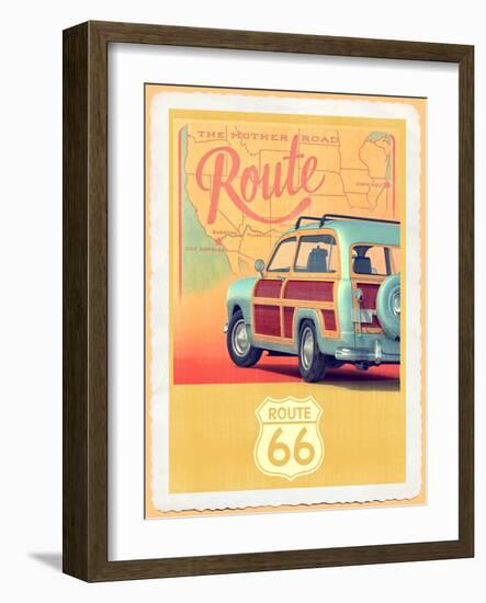 Route 66 Vintage Travel-Edward M. Fielding-Framed Art Print