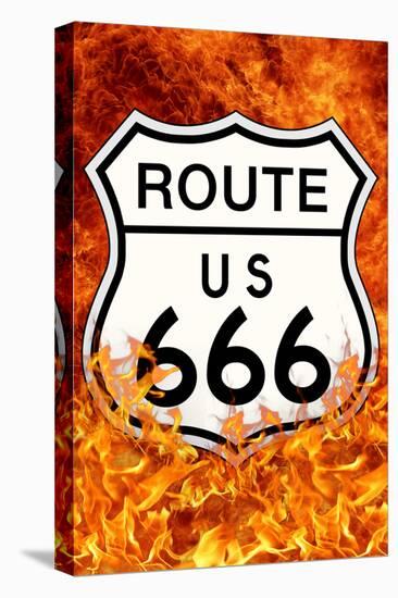 Route 666 Highway to Hell-null-Stretched Canvas