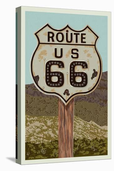 Route 66-Lantern Press-Stretched Canvas