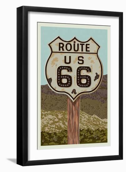 Route 66-Lantern Press-Framed Art Print