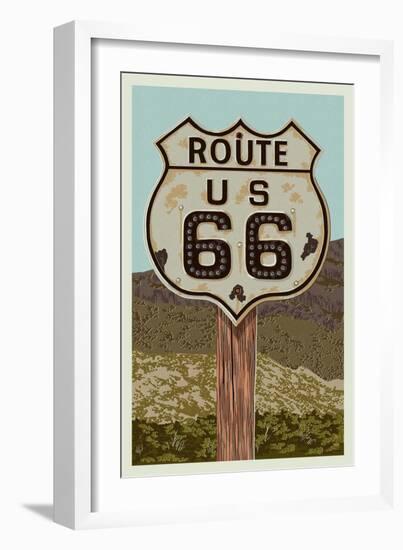 Route 66-Lantern Press-Framed Art Print