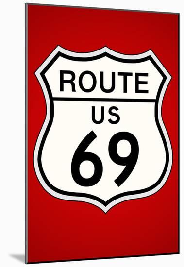 Route 69 Highway Sign Poster Print-null-Mounted Poster