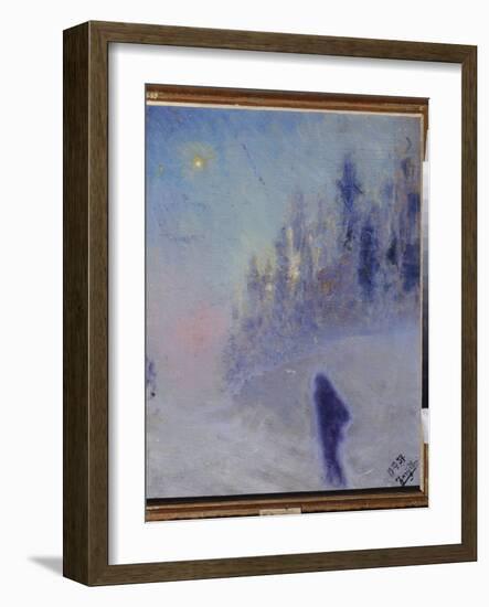 Route D'hiver. Peinture De Youri Ilyich Repin (1877-1954), Huile Sur Bois, 1931. Art Russe, 20E Sie-Ilya Efimovich Repin-Framed Giclee Print