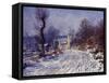 Route de Giverny en Hiver, 1885-Claude Monet-Framed Stretched Canvas