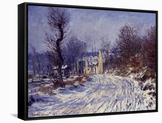 Route de Giverny en Hiver, 1885-Claude Monet-Framed Stretched Canvas
