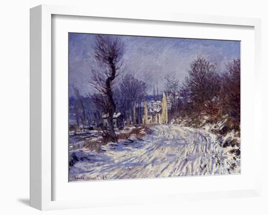Route de Giverny en Hiver, 1885-Claude Monet-Framed Giclee Print