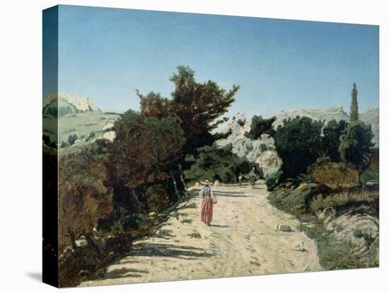 Route De La Gineste, Near Marseilles, 1859-Paul Camille Guigou-Stretched Canvas