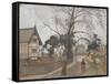 Route des environs de Londres avec chalet à gauche-Camille Pissarro-Framed Stretched Canvas