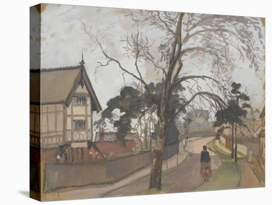 Route des environs de Londres avec chalet à gauche-Camille Pissarro-Stretched Canvas