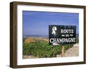 Route Du Champagne Sign, Near Epernay, Marne, Champagne Ardenne, France-Michael Busselle-Framed Photographic Print