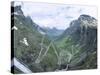 Route from Andalsnes to Geiranger, Trollstigen Road, Western Fiordlands, Norway, Scandinavia-Tony Waltham-Stretched Canvas