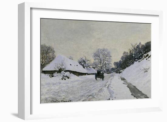 Route in the Snow near Honfleur, c.1867-Claude Monet-Framed Giclee Print