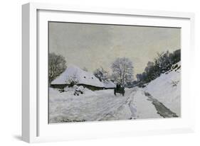 Route in the Snow near Honfleur, c.1867-Claude Monet-Framed Giclee Print