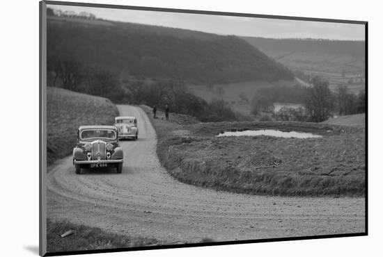 Rover of BN Wilmott and Jaguar SS of Dr AR Gray competing in the RAC Rally, 1939-Bill Brunell-Mounted Photographic Print