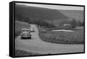 Rover of BN Wilmott and Jaguar SS of Dr AR Gray competing in the RAC Rally, 1939-Bill Brunell-Framed Stretched Canvas