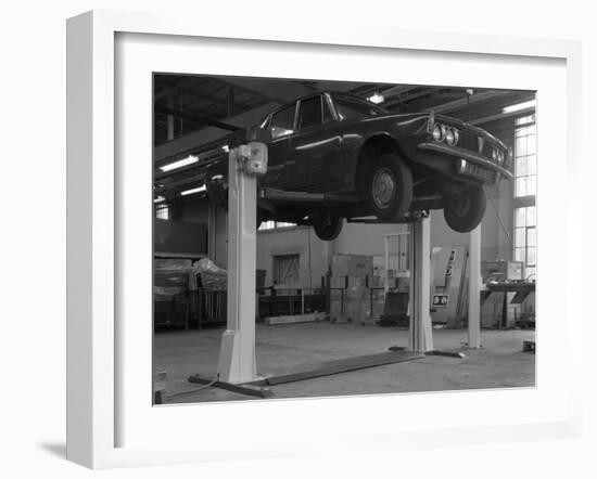 Rover P6 on a Laycock 4 Post Wheel Free Lift, Sheffield, South Yorkshire, 1968-Michael Walters-Framed Photographic Print