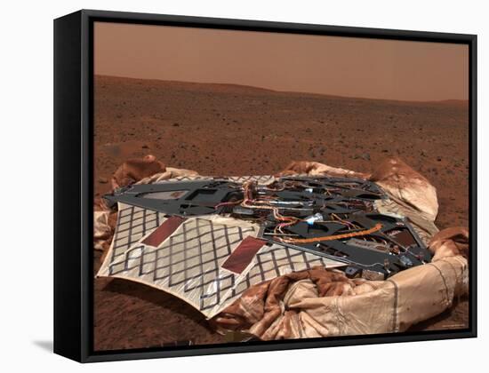 Rover's Landing Site, the Columbia Memorial Station, at Gusev Crater, Mars-Stocktrek Images-Framed Stretched Canvas