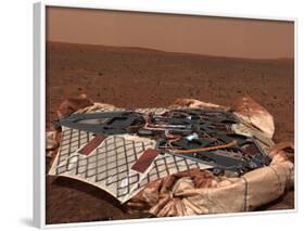 Rover's Landing Site, the Columbia Memorial Station, at Gusev Crater, Mars-Stocktrek Images-Framed Photographic Print