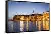 Rovinj, Croatia, Europe. View of the City at Dusk from the Harbour-Francesco Riccardo Iacomino-Framed Stretched Canvas