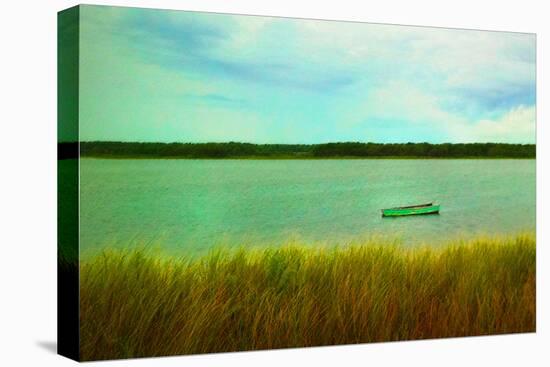 Row Boat near Oak Bluffs in Marthas Vineyard Art Print Poster-null-Stretched Canvas