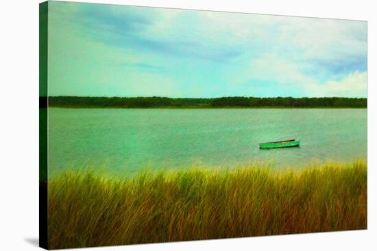 Row Boat near Oak Bluffs in Marthas Vineyard Art Print Poster-null-Stretched Canvas