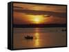Row Boat Silhouetted over Dragso Bay at Sunset in Summer, at Karlskona, Sweden, Scandinavia, Europe-Thorne Julia-Framed Stretched Canvas