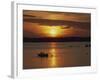 Row Boat Silhouetted over Dragso Bay at Sunset in Summer, at Karlskona, Sweden, Scandinavia, Europe-Thorne Julia-Framed Photographic Print