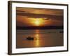 Row Boat Silhouetted over Dragso Bay at Sunset in Summer, at Karlskona, Sweden, Scandinavia, Europe-Thorne Julia-Framed Photographic Print