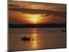 Row Boat Silhouetted over Dragso Bay at Sunset in Summer, at Karlskona, Sweden, Scandinavia, Europe-Thorne Julia-Mounted Photographic Print