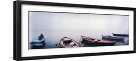 Row Boats in a River, Ganges River, Varanasi, Uttar Pradesh, India-null-Framed Photographic Print