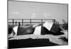 Row Boats on Ocean Beach Fire Island New York B/W-null-Mounted Poster