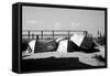 Row Boats on Ocean Beach Fire Island New York B/W-null-Framed Stretched Canvas